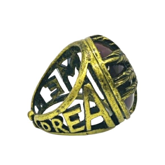 Yellow GP Unisex Cocktail Ring Dreamer Tree of Life Statement Jewelry Burgundy - Picture 5 of 5